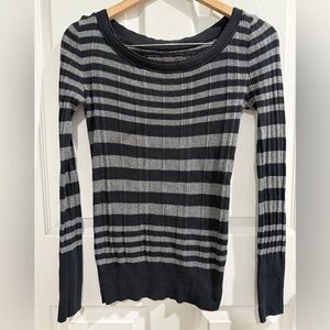 Mudd Black and Gray Striped Top Y2K Bella Swan Twilight Vampire Diaries Emo